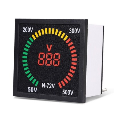AC 50V-500V Voltmeter 7u2mm Panel Size 68mm Hole Size Digita