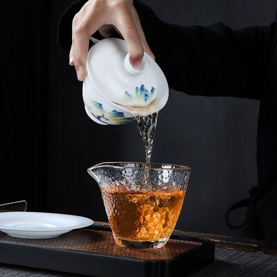 陶瓷盖碗三才茶杯单个家用中式薄胎不烫高白冰种功T夫八宝茶碗茶