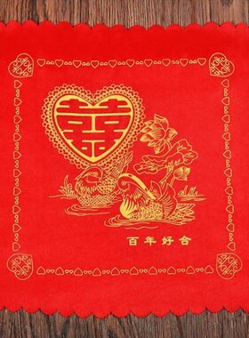 5N红色手绢小方巾结婚喜帕婚庆E用品丝绸布手帕新娘婚礼新人手