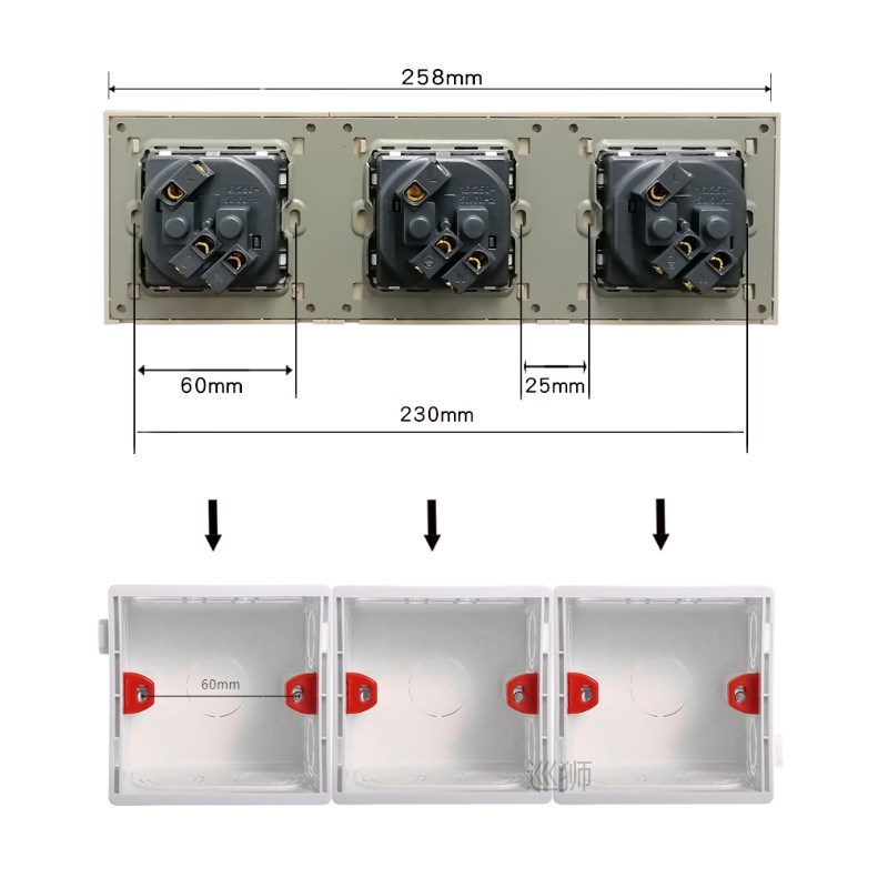 JHJCHb Crystal Tempered Glass Panel 2,3 ,4Gang Power Wall So