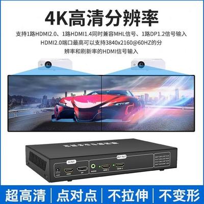 二屏宝4K多屏宝扩展仪1进2出投影仪软件融合视频点对点拼接处理器
