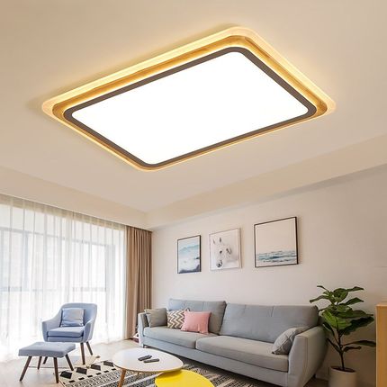 MDWELL Refctangle Modern LED Ceiling Lights With Wooden Fram