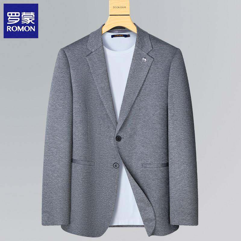 罗蒙灰色西装外套男士夏季新款商务正装休闲西服韩版修身免烫单西
