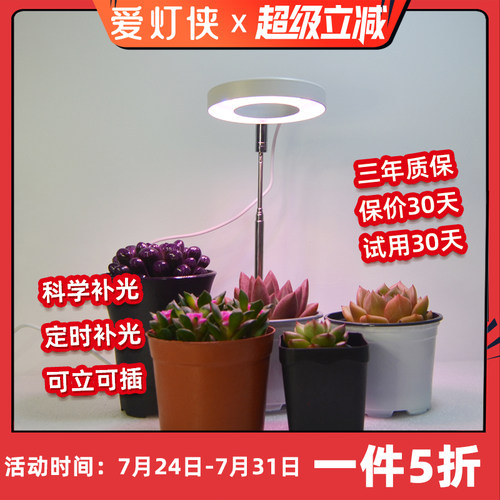 爱灯侠植物补光灯多肉生长灯全光谱室内绿植上色光照定时植物灯
