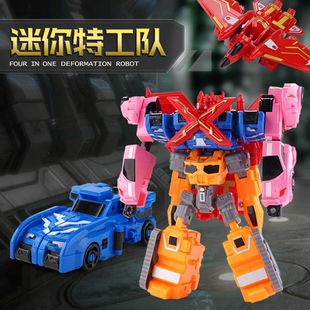 迷你特战工队玩具黑色雷机甲变形机器人汽车弗特男孩武器合体金刚