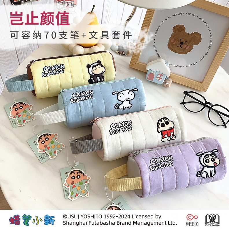 羽绒新品铅笔盒日系颜值蜡笔小新盒简约高学生笔袋25可爱容量手提