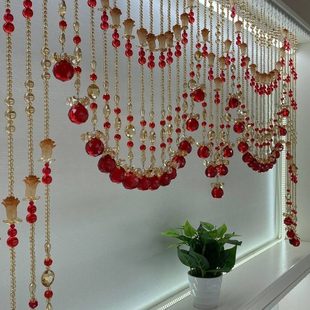 饰平安水晶珠帘喜富贵珠帘门帘结婚头门帘 庆彩灯心春桃节鸿运当装