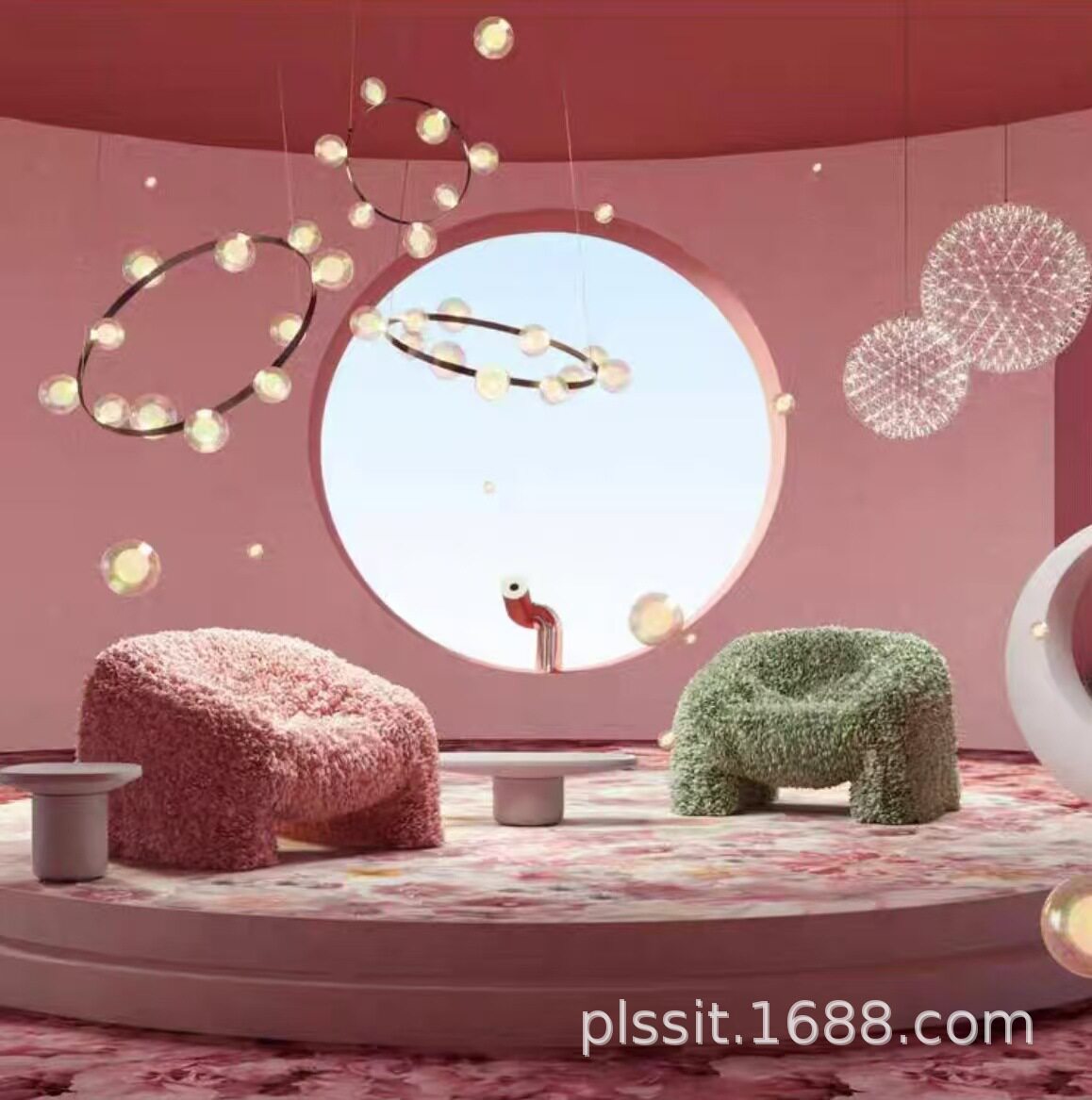 粉色设计师花瓣椅MOOOI 单人沙发网红新款布艺客厅扶手椅酒店客椅