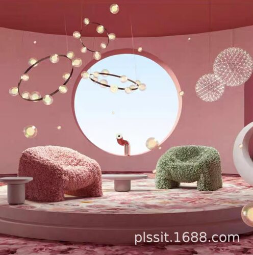 粉色设计师花瓣椅MOOOI 单人沙发网红新款布艺客厅扶手椅酒店客椅