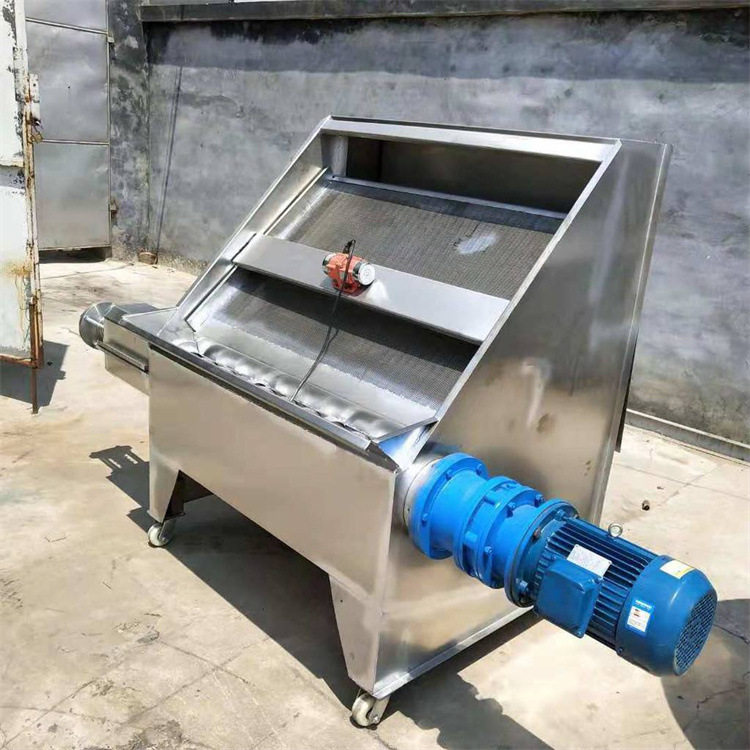 家庭用豆渣脱水机养殖场猪粪挤干机不锈钢斜筛式固液分离机