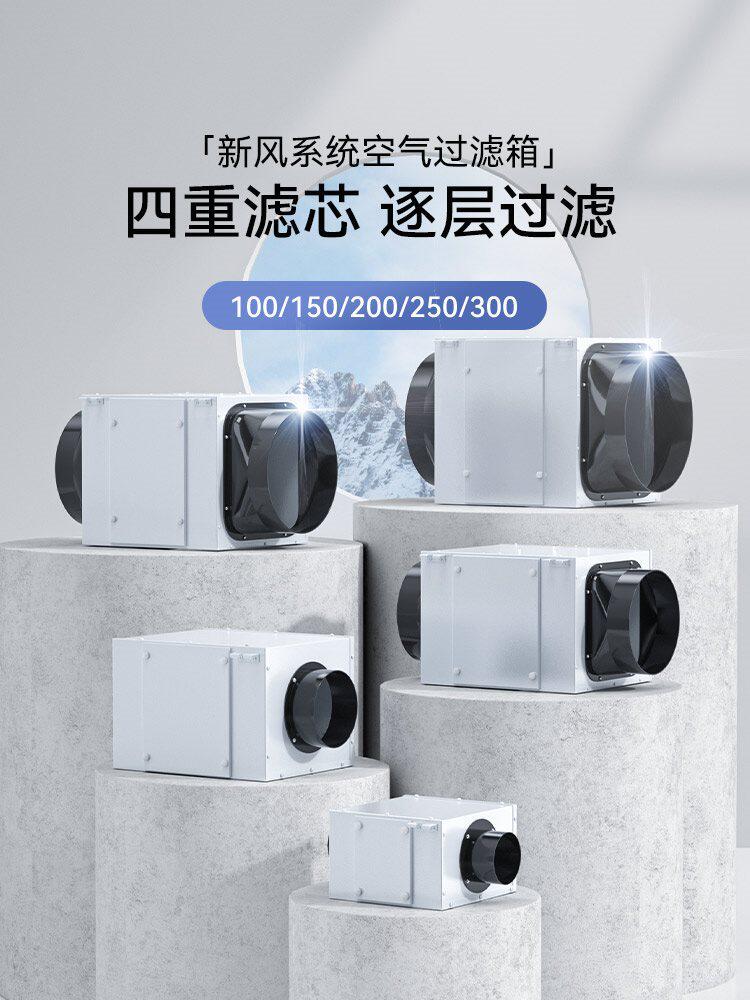 pm2.5空气净化过滤箱除雾霾异味活性炭新风系统通风管道风机