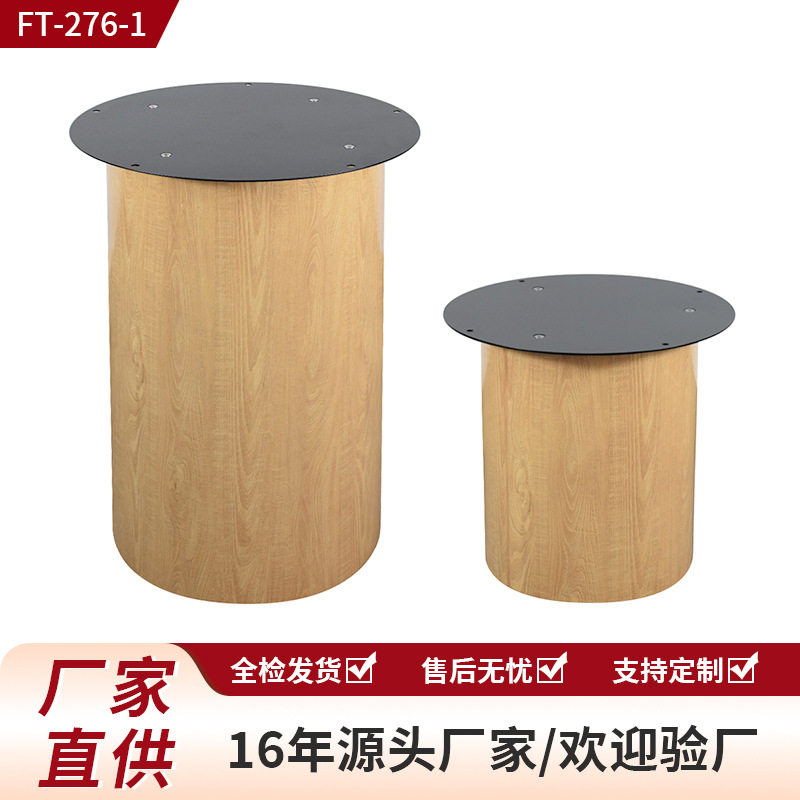 轻奢仿木纹铁艺餐桌脚圆形直筒底座餐厅洽谈桌茶几桌脚厂家批发