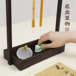 鸡翅木笔架毛笔挂架新中式毛笔架笔挂实木书法创意V文房四宝收纳