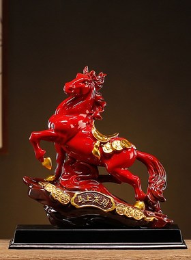 马上发财陶瓷马摆件生肖马瓷器B工艺品招财办公摆设装饰品开业