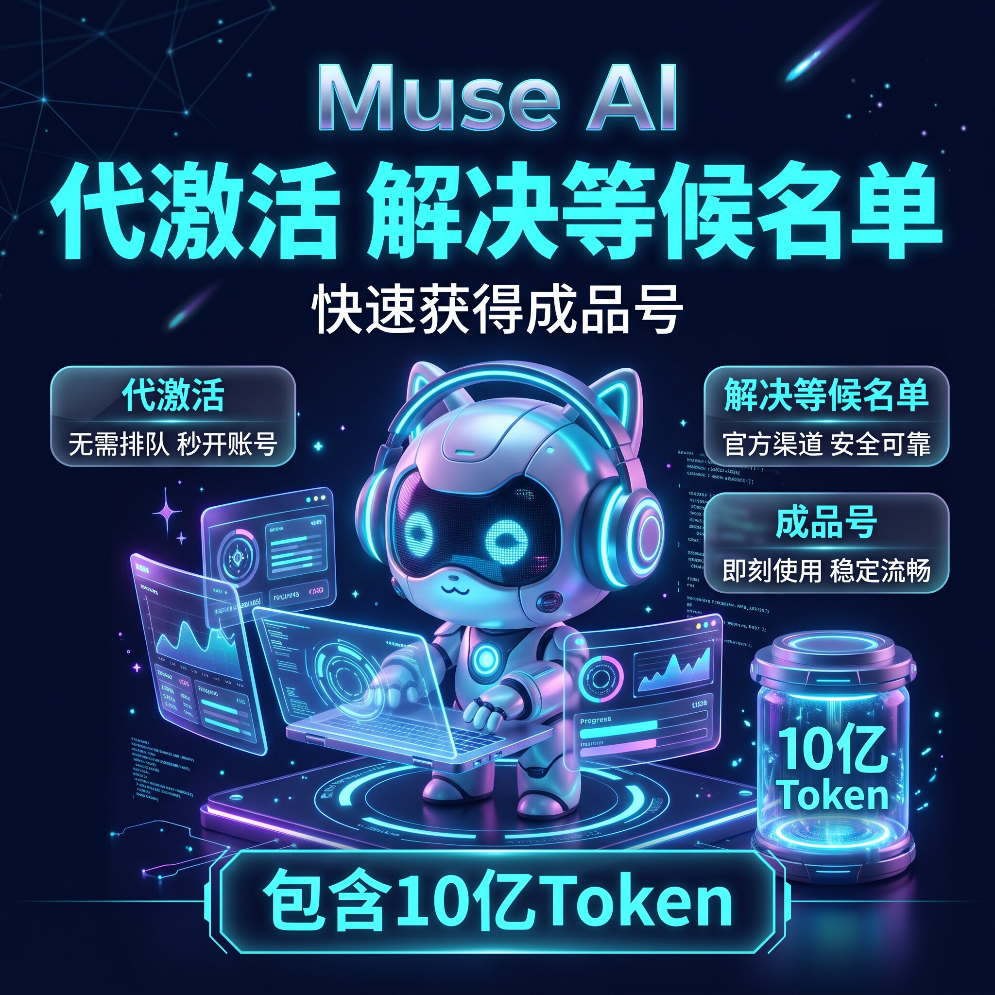 Muse AI成品号 送10/310亿Token 质保首登