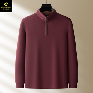 2025秋冬时尚 男polo特色领子压花EC23 立领拉链280g双面菠萝格长袖