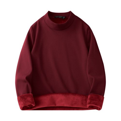 银狐绒加绒加厚半高领商务打底衫男士秋冬青年长袖t恤内搭上EC98