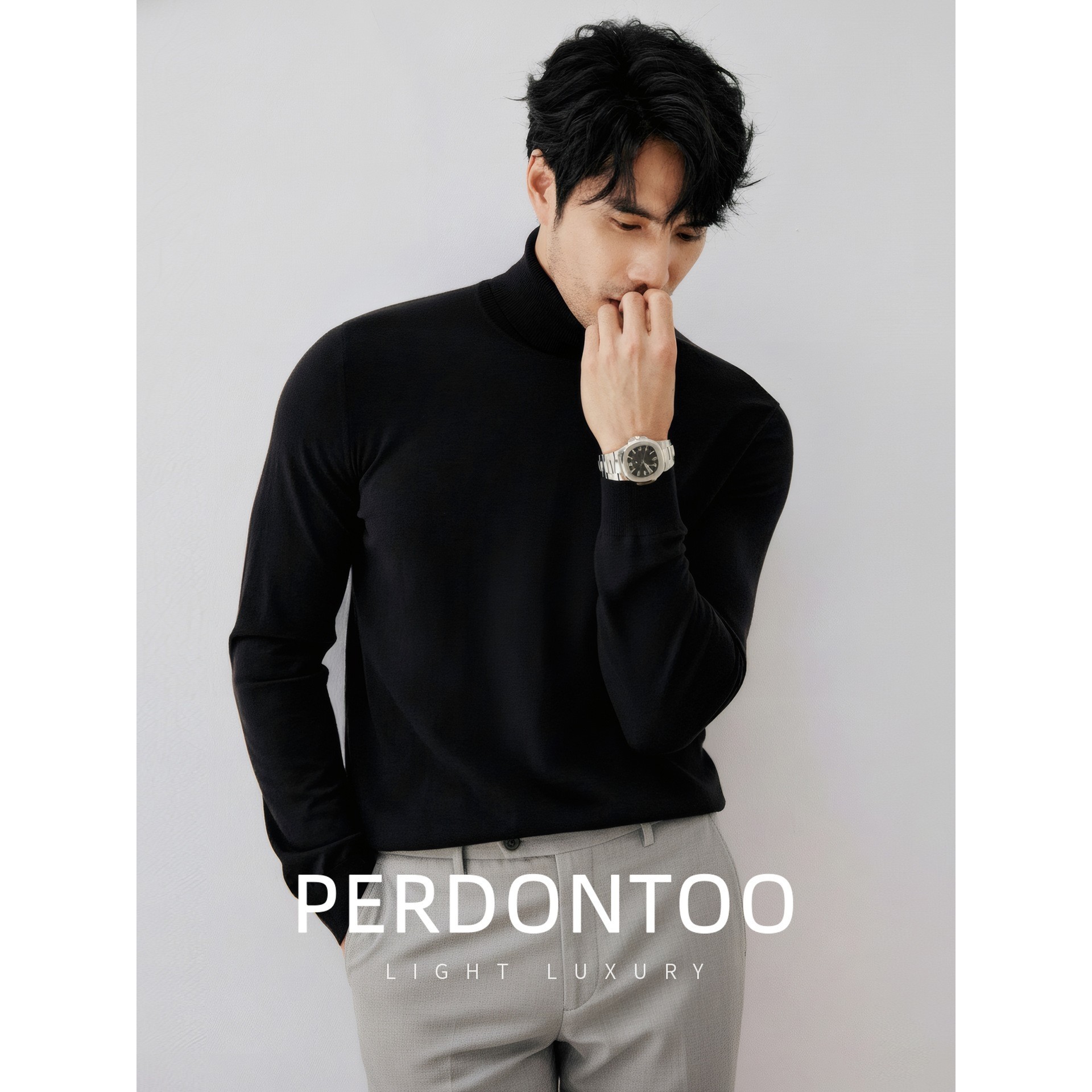 澳羚一体绒加厚高领毛衣男款净版纯色2025秋冬蓄热保暖打底针ZZ89,男装,羊绒套衫,淘宝优惠券,粉丝福利购,淘宝优惠卷