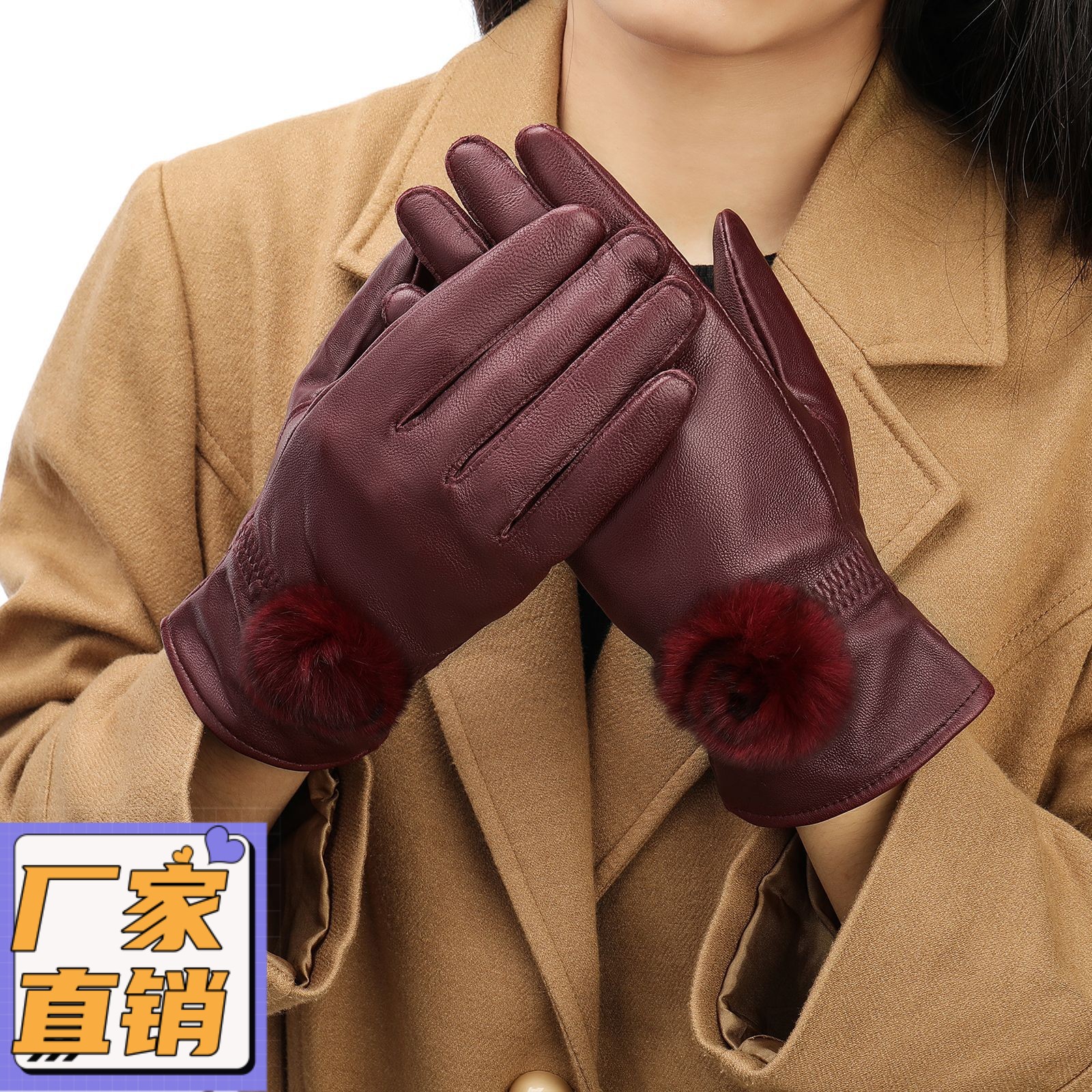 女真皮手套头层羊皮保暖防寒加绒手套冬季骑车保暖女士手套gd14