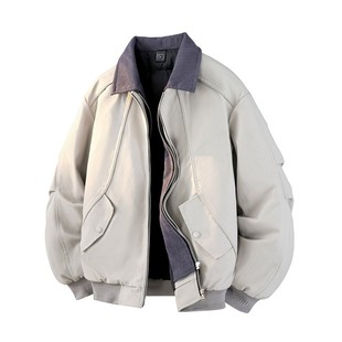 宽松翻领休闲外EC67 新款 90%白鸭绒可印LOGO假两件羽绒服男款 冬季