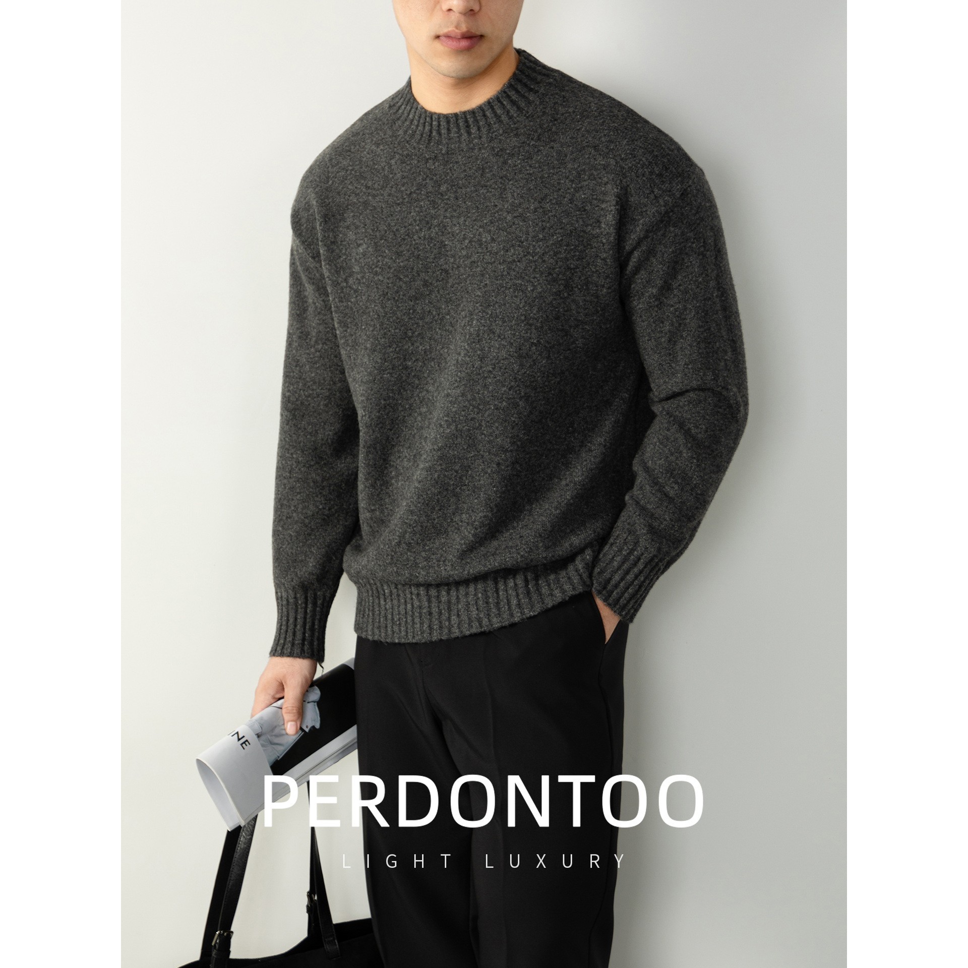 含羊毛！高级感加厚暖柔毛衣男款秋冬纯色半高领慵懒风百搭针ZZ07,男装,羊绒套衫,淘宝优惠券,粉丝福利购,淘宝优惠卷