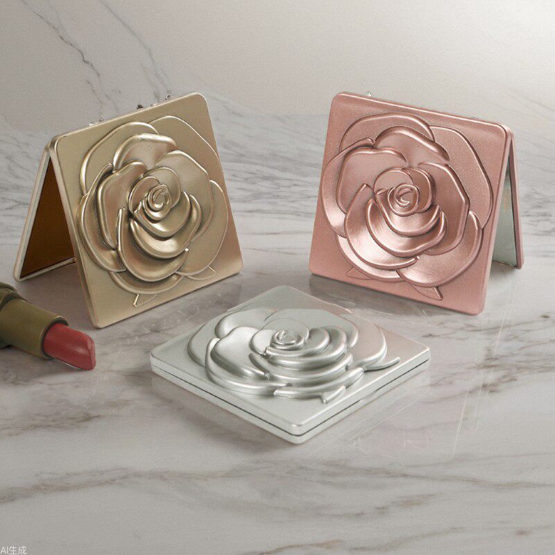 手持小镜子放大化妆镜ins风轻高级感复古双面折叠随身补妆去黑头