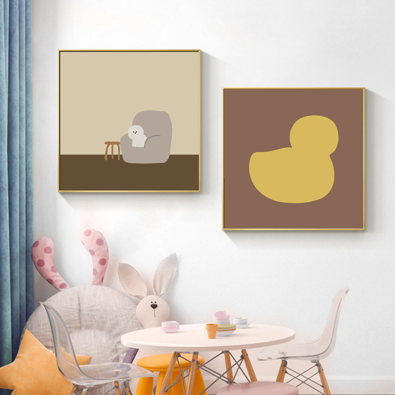 萌宠北欧现代客厅装饰画动物卡通挂画儿童房床P头画餐厅简约艺术图片
