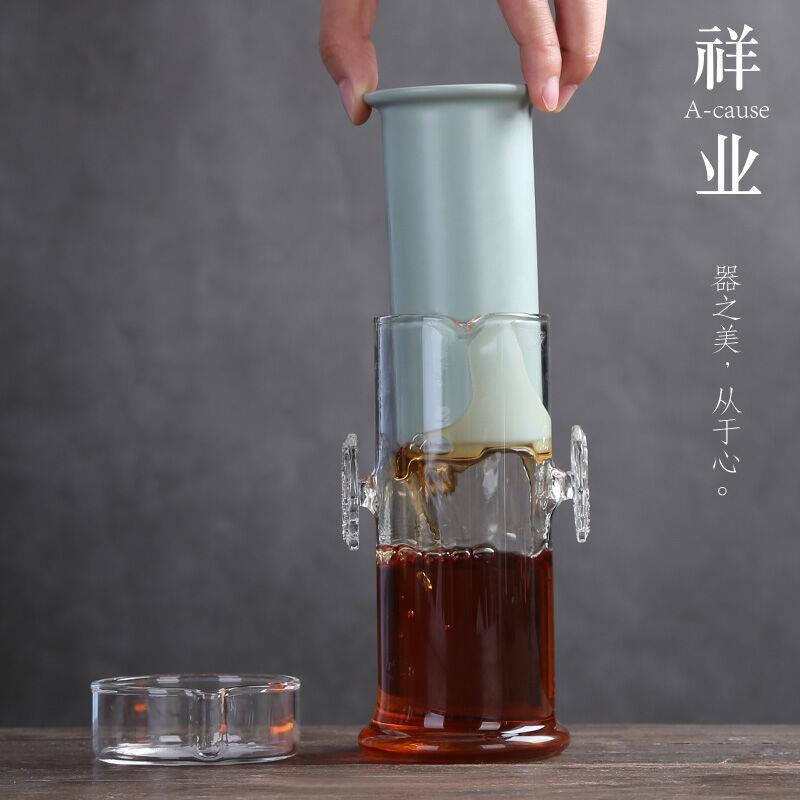 汝窑红茶泡茶具耐热玻璃泡茶壶陶瓷过滤冲茶器普洱绿茶茶杯红