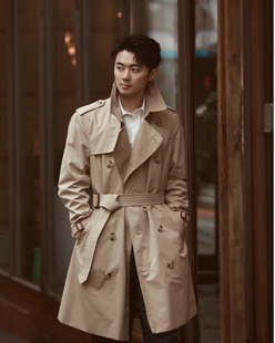 莫希新款年秋冬肯辛顿中长商务休闲嘎巴棉质Trench男士风衣外套