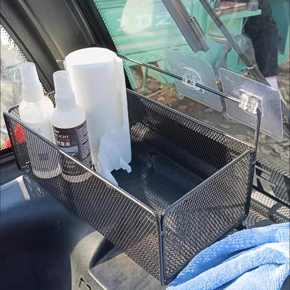 全封闭电三轮车收纳筐前置电动车收纳盒铁制电动四轮车置物筐神器