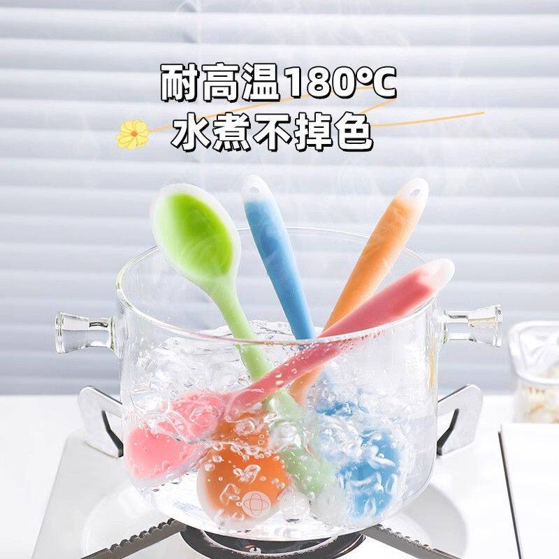 食品级硅胶小勺吃饭喝汤专用调羹儿童汤勺汤匙舀果酱刮勺搅拌勺子