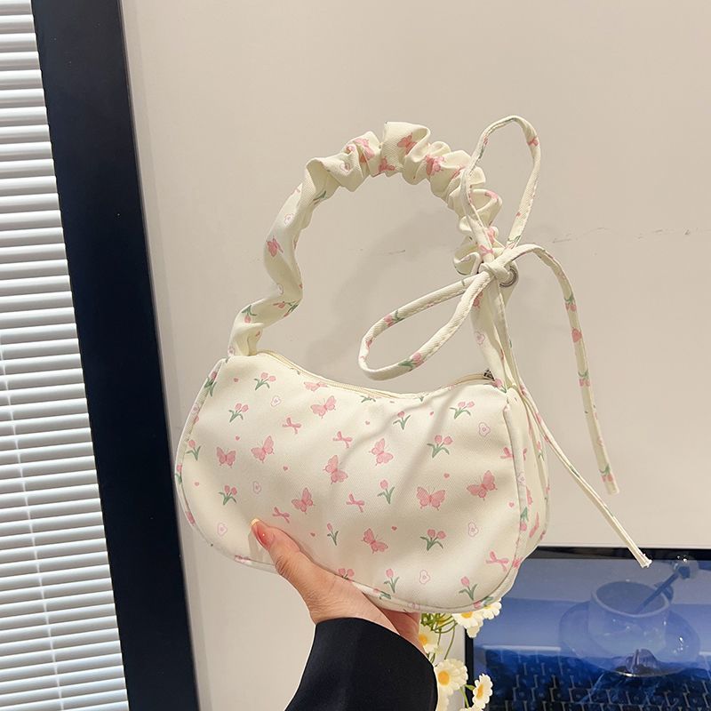 清新褶皱肩带小众设计春夏女包温柔碎花款单肩腋下包高颜值小包