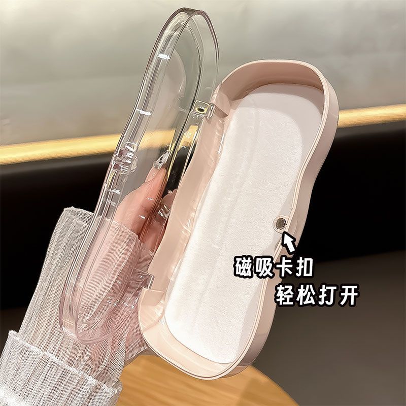 磁吸透明眼镜盒萌趣便携大容量收纳盒高颜值大框太阳墨镜盒子