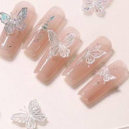 爆款雕花美甲3D硅胶模具diy立体浮雕蝴蝶结雪花指甲饰品工具