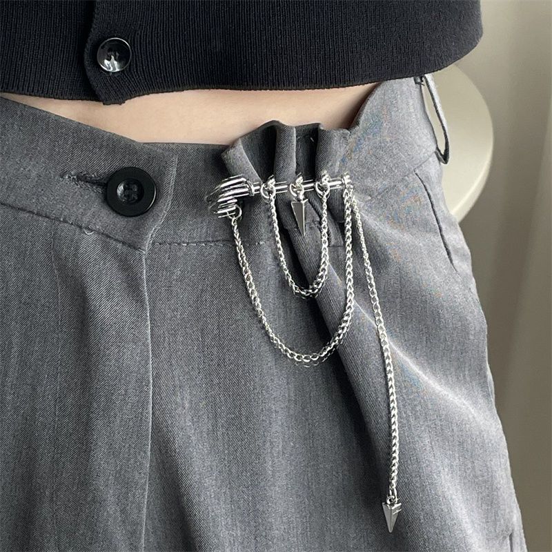 西服穿搭链条收腰别针嘻哈裤带改小配饰女生潮流衣服装饰胸针