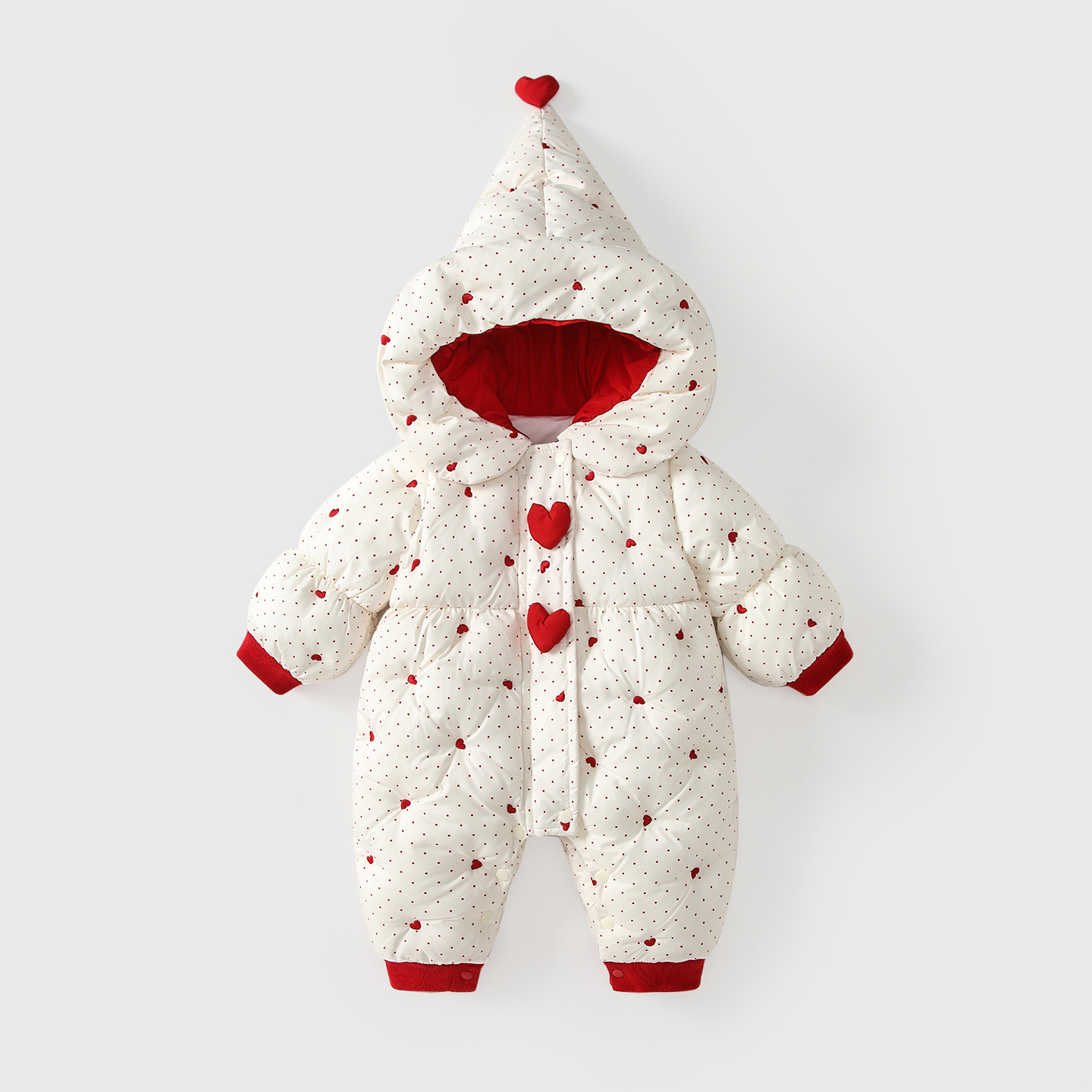 婴儿衣服冬装新生女宝宝连体衣加绒夹棉保暖棉服外出超萌棉衣冬季