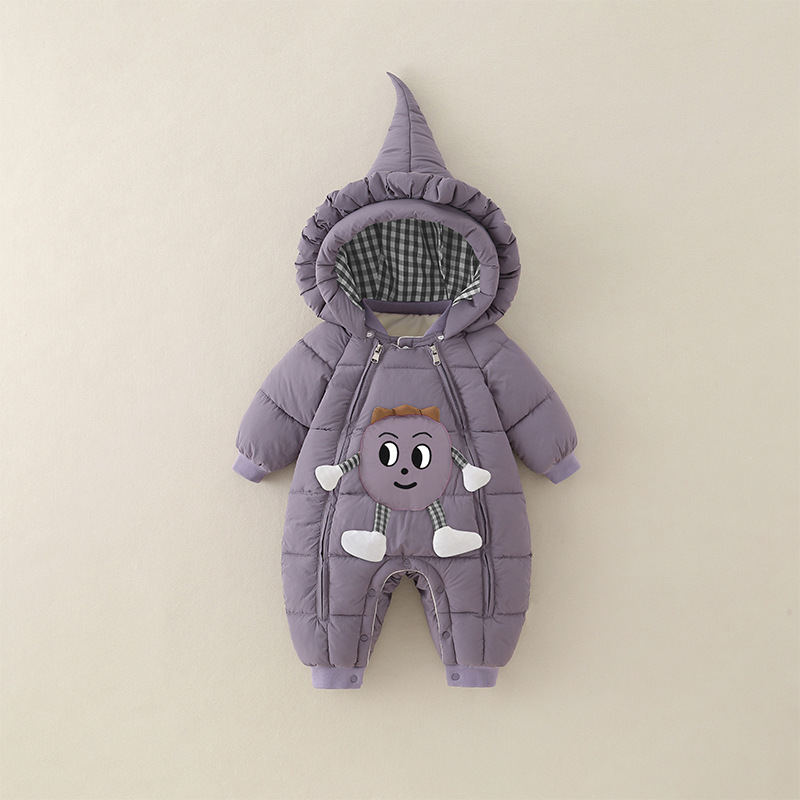 衣服新款男女加绒宝宝棉服新生连体衣冬季加厚保暖外出冬装外出服