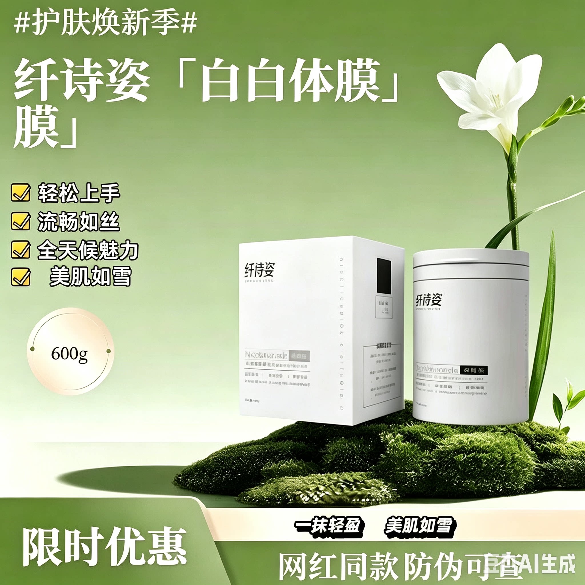 官方正品纤诗姿VC焕靓体膜纤诗姿烟酰胺白白体膜全新通用防伪可查