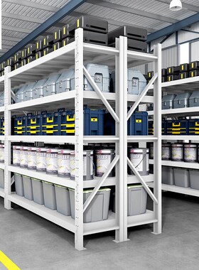 时通货架仓储置物架l展示架多层超市仓库货架子中型主架白色2000*