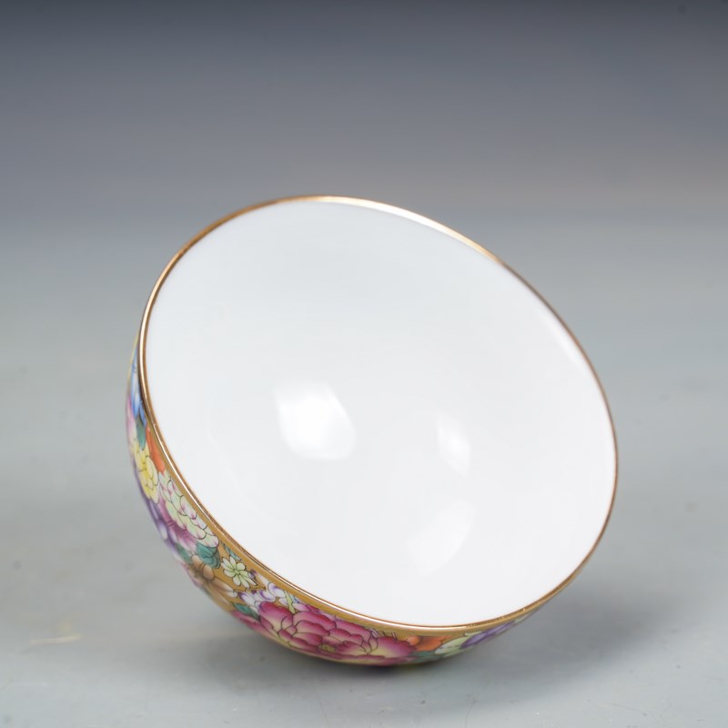 景德镇茶具仿f清乾隆珐琅彩万花主人杯茶杯品茗杯古董古玩收藏