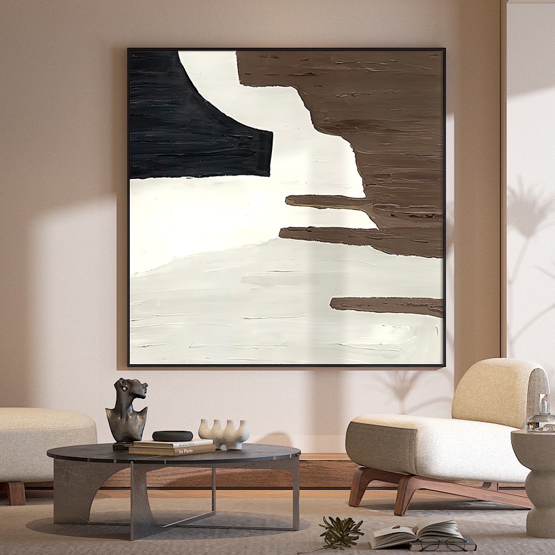 芬奇抽象客e厅沙发背景墙装饰画手绘大芬油画村餐厅挂画立体肌理图片