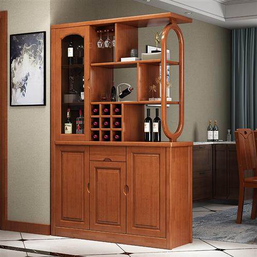 速发客厅隔断柜进门玄关双面v储物柜中式间厅柜门厅带酒槽实木酒