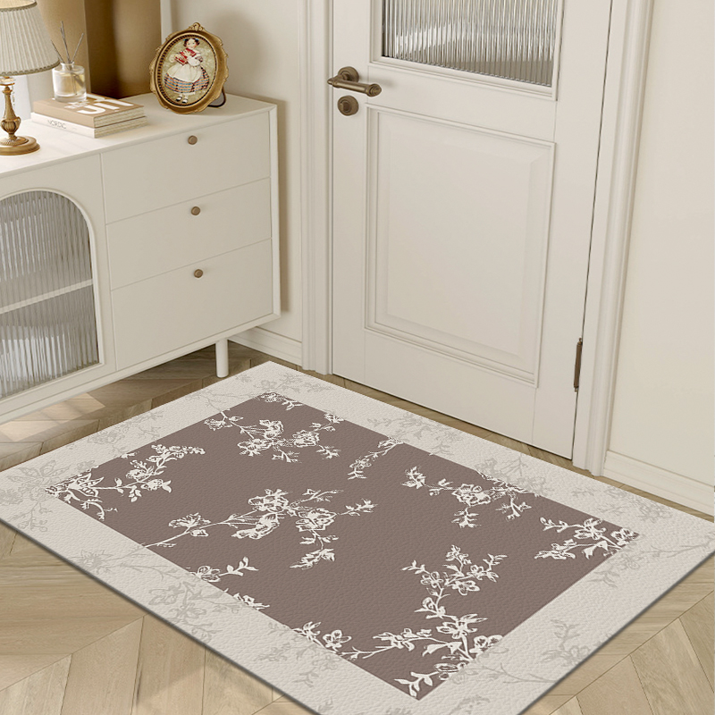 覆古棕色进门f地垫入户门垫PVC可擦免洗皮革脚垫门口门厅玄关地毯