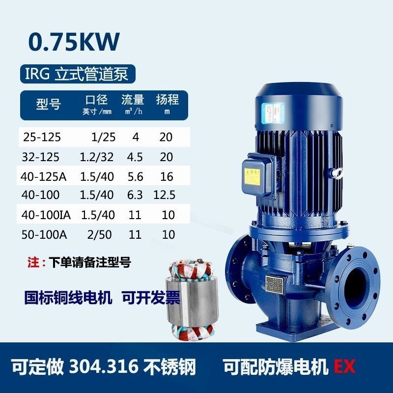 750W1.1KW1.5KW2.2KW工业冷却塔380V管道泵3N寸4寸5寸6寸IRG/ISW