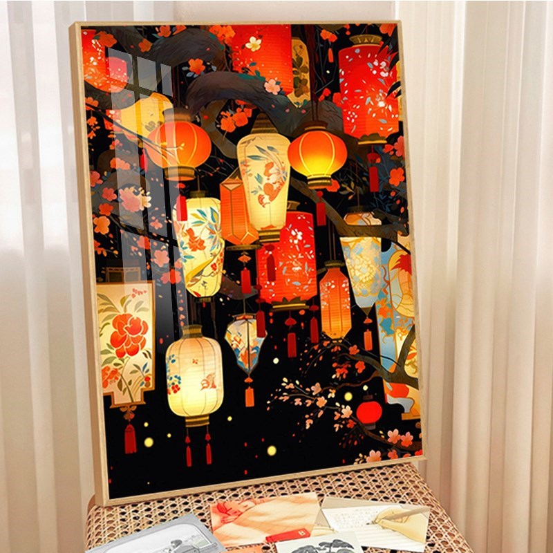 高级感新年花灯钻石画2025新A款国风招财好运手工贴钻Z十字绣带框