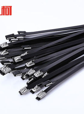 上柯C3192-1自锁式包塑不锈钢扎带5.6X350mm100根3V04不锈钢扎带