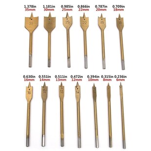 6/8/13pcs Hex Shank Titanium ACoating Flat Spade Woodworking