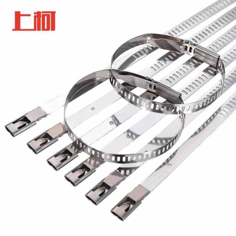 上柯W0718不锈钢卡扣阶梯t式扎带304自锁扎金属标牌绑带电缆7X100