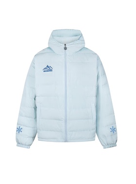 BODK原创美式刺绣内胆男女白鸭绒连帽排骨情侣冬季雪花羽绒服外套