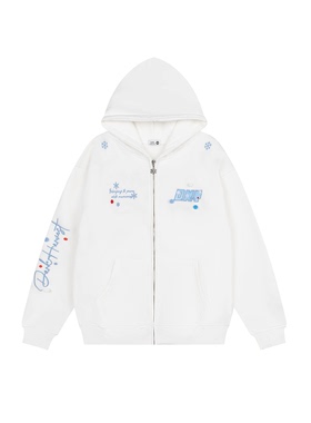 GSGF原创设计雪花刺绣连帽卫衣外套男女小众百搭宽松开衫加绒上衣